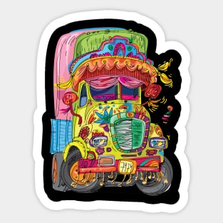 Retro Indian Desi Truck, Bollywood Tees, Desi Tees Sticker